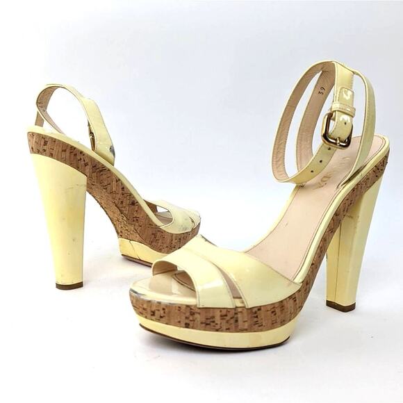 Prada Shoes - PRADA Canary Yellow Cork Platform Heels - 8